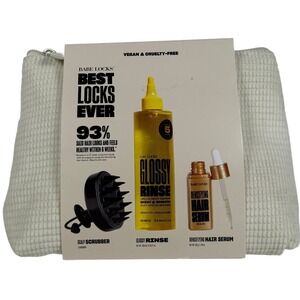 Babe Locks‎ Hair Care Set Scalp Scrubber Glossy Rinse & Hair Serum Vegan